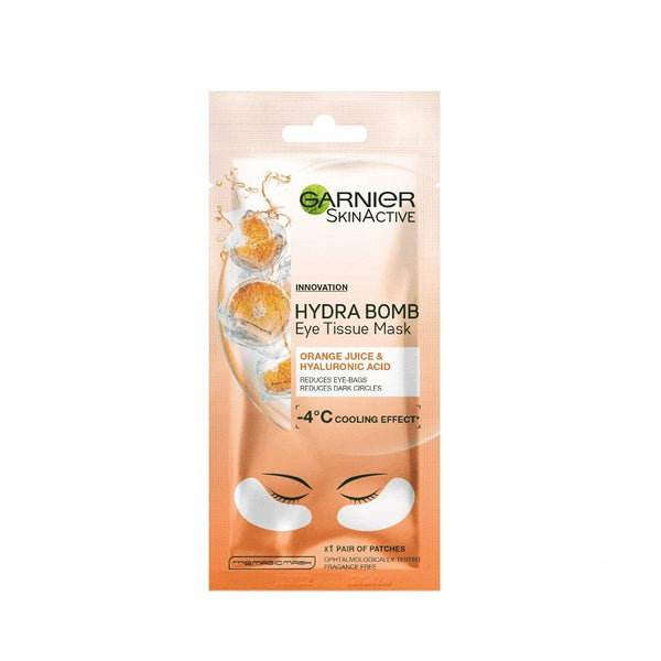 Garnier Hydra Bomb Hydrating & Brightening Eye Tissue Mask - with Hyaluronic Acid and Vitamin C for Dark Circles